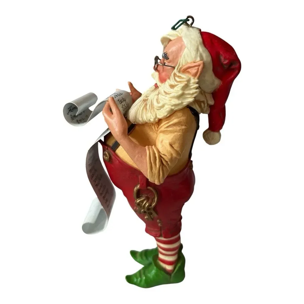 Vintage 1980 Hallmark Santa Checking It Twice Christmas Ornament No Pipe 6